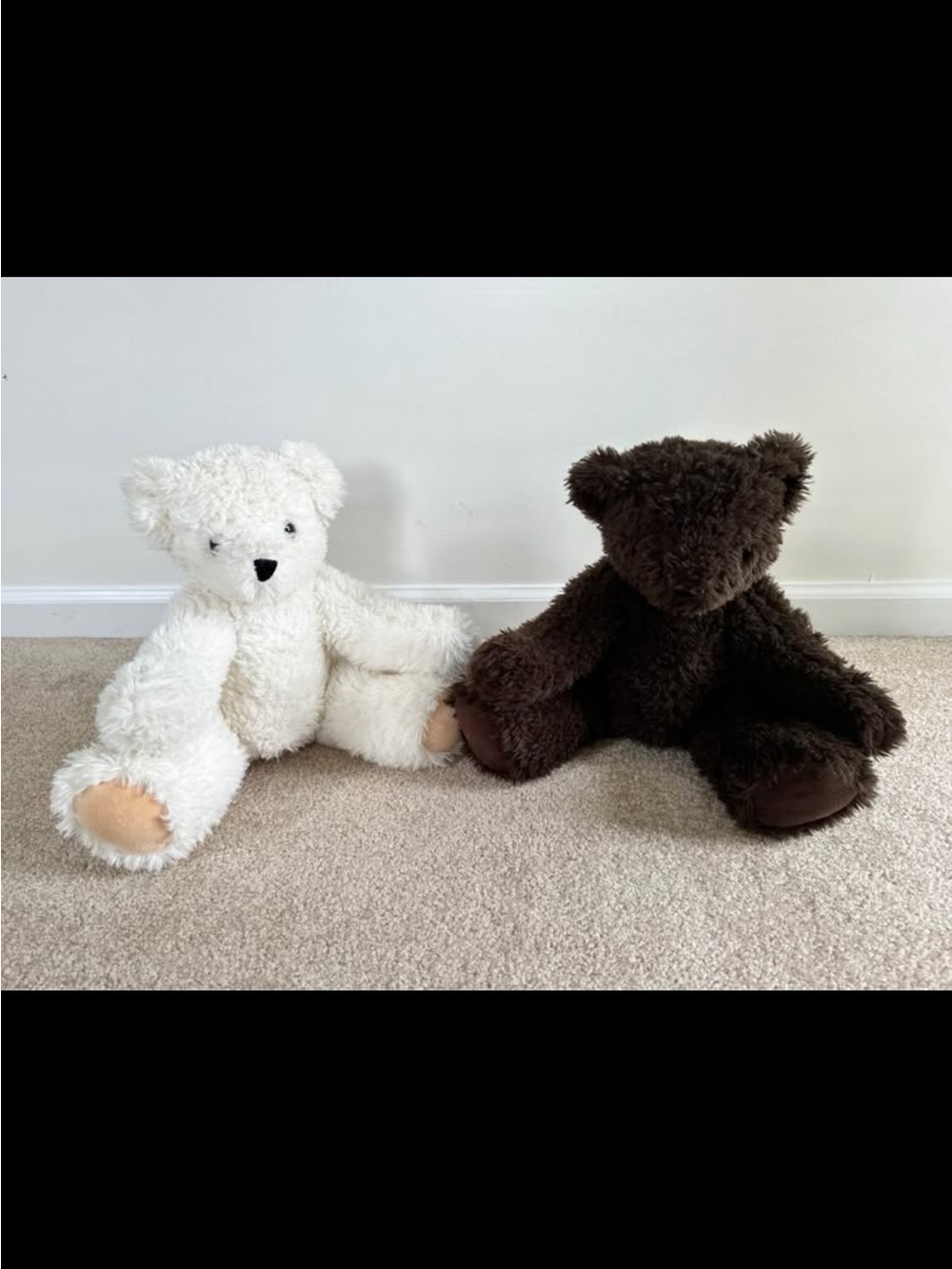 Vermont Teddy Bear Pair-White and Dark Brown